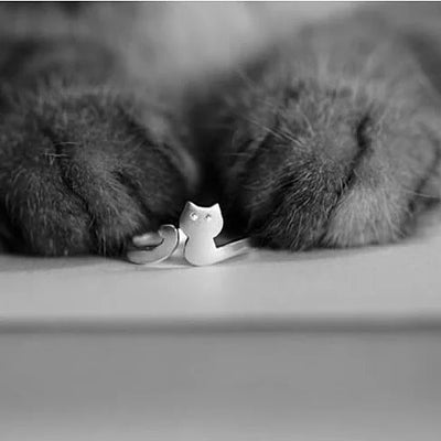 My Cute Kitten Fashion Ring In 925 Brushed Sterling Silver Vista Shops