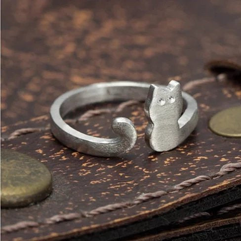 My Cute Kitten Fashion Ring In 925 Brushed Sterling Silver Vista Shops