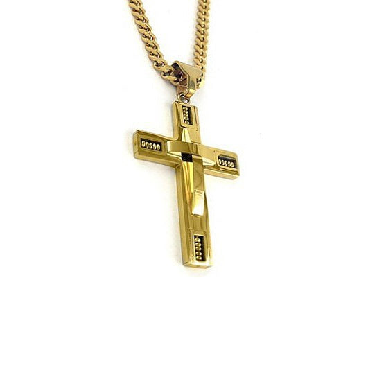 Keepsake Cross Pendant With A Curb Chain For Men 18kt Gold Plated Vista Shops