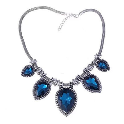 BeYOUtiful Crystal And Antique Silver Style Statement Necklace Vista Shops