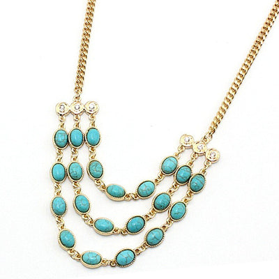 Beauteous Turquoise Necklace With 3 Strands Vista Shops