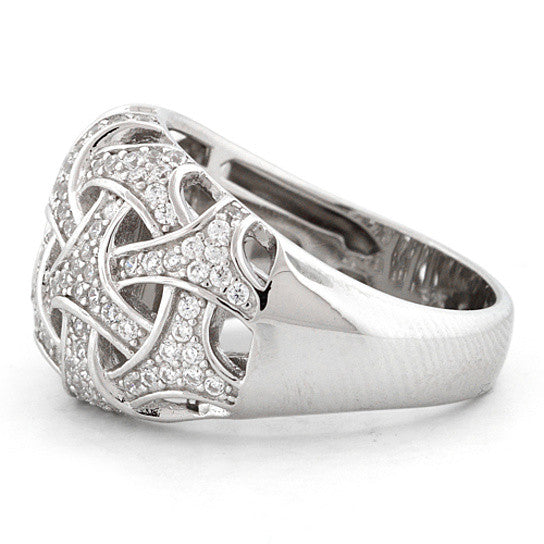 Commitment Ring Woven Style CZs On Platinum Plating Vista Shops
