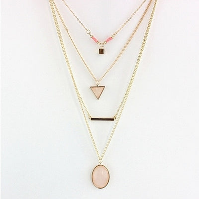 Oliva 4 Layered Necklace In Rose Quartz And Turquoise Stone Vista Shops