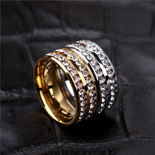 I Trust You Ring Double Row Channel Set CZ Stones In Titanium Steel Vista Shops