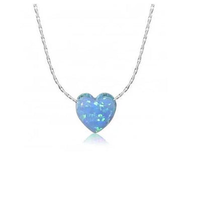 Gypsy Heart Pendants Made of Synthetic Fiery Opal On a Sterling Silver Chain Vista Shops