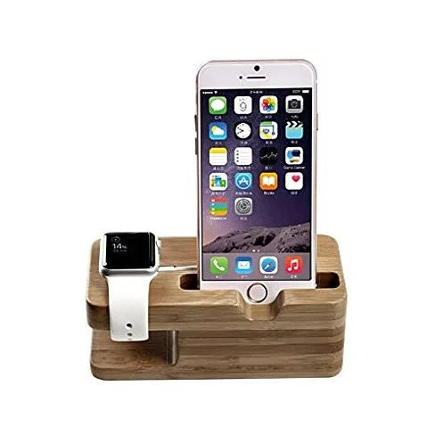 iPhone and iWatch Docking and Charging Station in Natural Wood Vista Shops