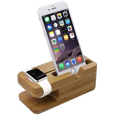 iPhone and iWatch Docking and Charging Station in Natural Wood Vista Shops