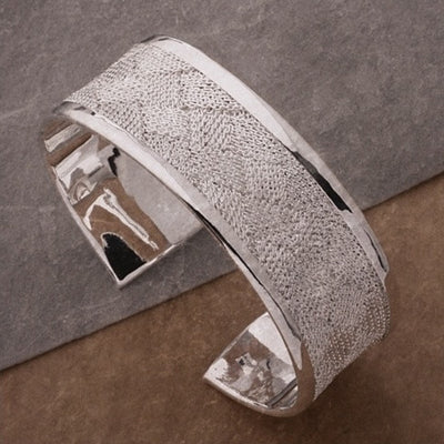 Josephine Bangle Bracelet a Woven Mesh in High Silver Polish Vista Shops