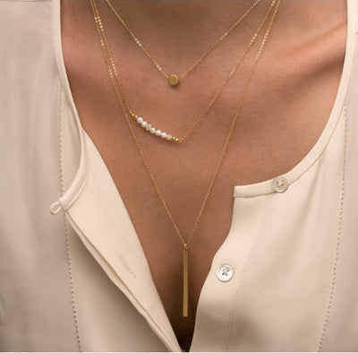 I Smile Because Of You Layered Gold Necklace With Pearls Vista Shops