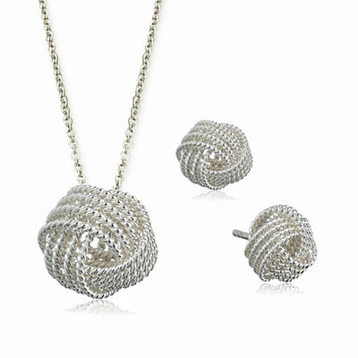 He Loves Me A Lot A Lovely Love Knot Pendant And Earrings Set Vista Shops