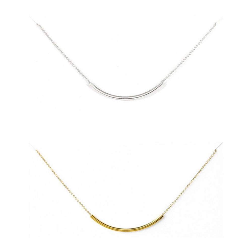 SWEET SMILE Curvy Bar Necklace In 18 Kt Gold Plating And 925 SS Plating Vista Shops