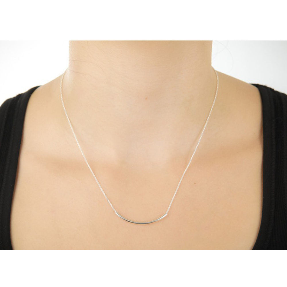 SWEET SMILE Curvy Bar Necklace In 18 Kt Gold Plating And 925 SS Plating Vista Shops
