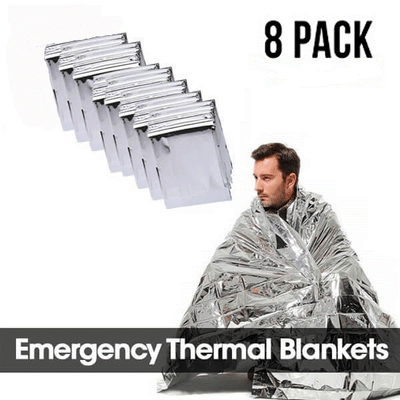 8 Pack  Emergency Survival  BLANKET Thermal Insulating Mylar Heat lbchiroandmedlbchiroandmed