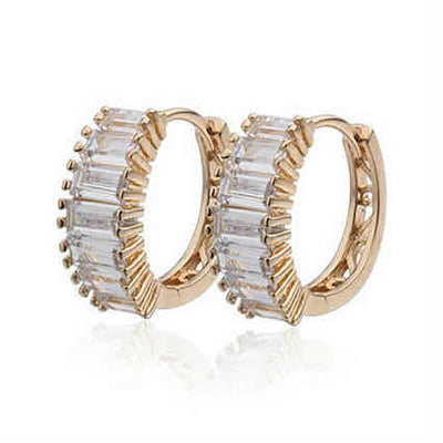 Shiny Baguettes Hoop Earrings in Baguette Stones in White Gold Vista Shops