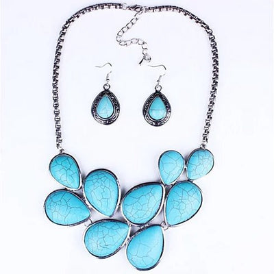 Turquoise Earth Necklace and Earrings Set Vista Shops