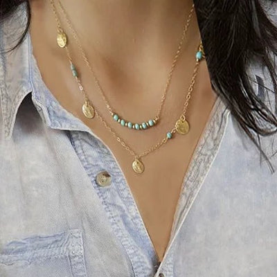 Delicate Delights The Turquoise Necklace With Golden Charms Vista Shops