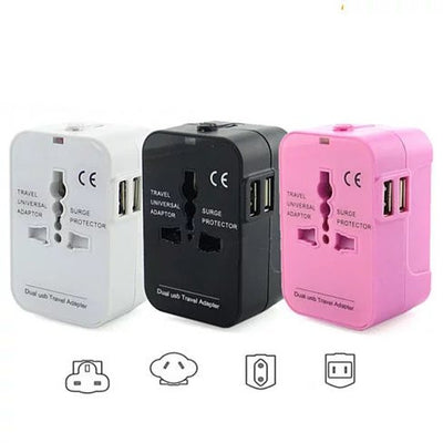 Worldwide Power Adapter and Travel Charger with Dual USB ports that works in 150 countries Vista Shops