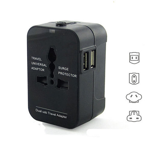 Worldwide Power Adapter and Travel Charger with Dual USB ports that wo ...